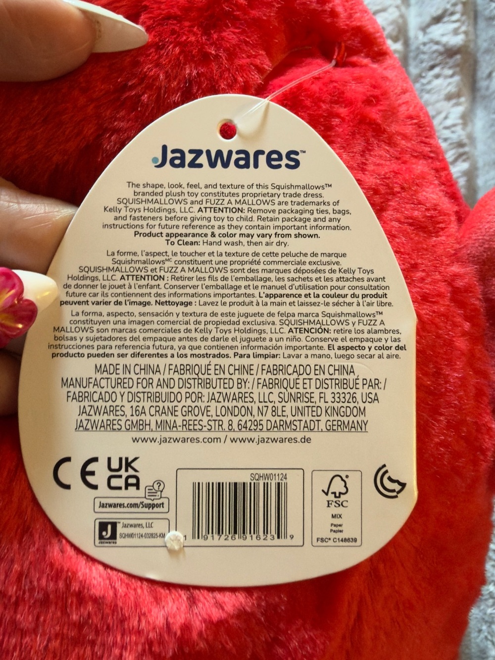 Squishmallows Fuzz-A-Mallows-Red Devil Dante Plush - Picture 5 of 9